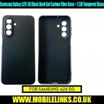 Samsung Galaxy A26 5G Black Hard Gel Carbon Fibre Case + 2.5D Tempered Glass